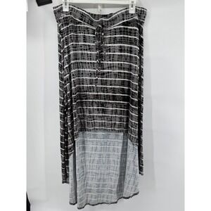 Torrid Maxi Skirt Plus Size 3 Gray White Striped High Low Drawstring Waist